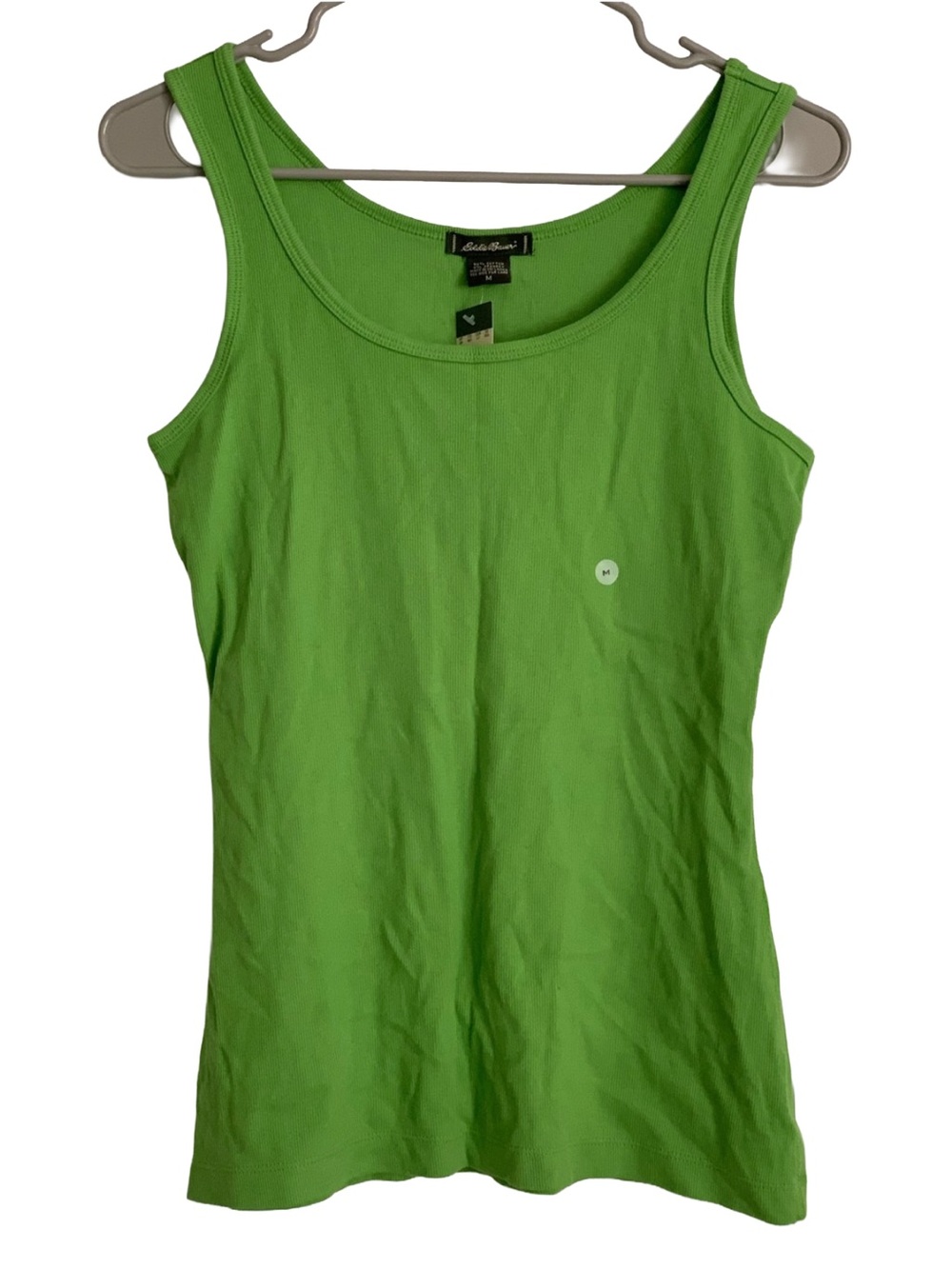 EDDIE BAUER Women’s Apple Green Sleeveless Tank Ribbed Cotton Spandex Tee Shirt